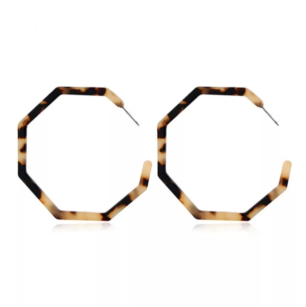 ‼️Tortoise Hex Hoops - Picture 3 of 3